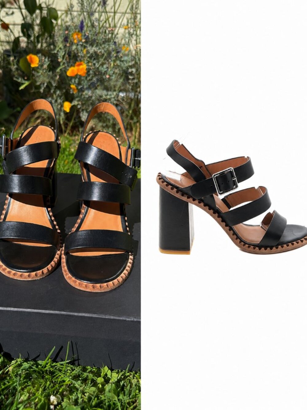 Marc by Marc Chunky Blocked Leather Sandal Heels M9000191 Size 38.5